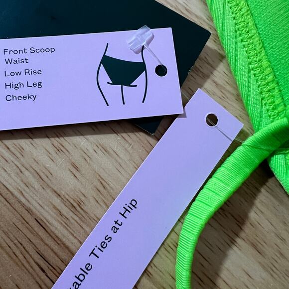 Wild Fable Women's Green Ribbed Side-Tie Cheeky Bikini Top - Size XXS - NWT - Picture 4 of 6